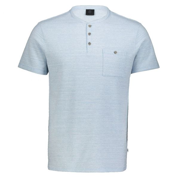 STRUCTURED MELANGE BUTTON TEE