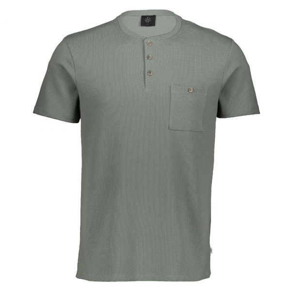 STRUCTURED MELANGE BUTTON TEE
