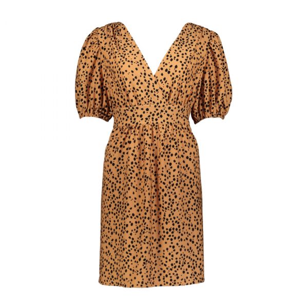 ANIMAL PRINT PUFF SLEEVE MINI DRESS