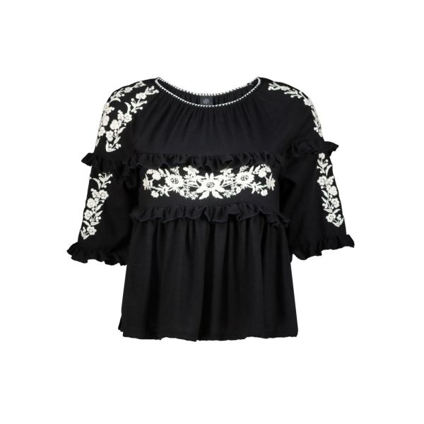 FRILL DETAILING EMBROIDERED BLOUSE