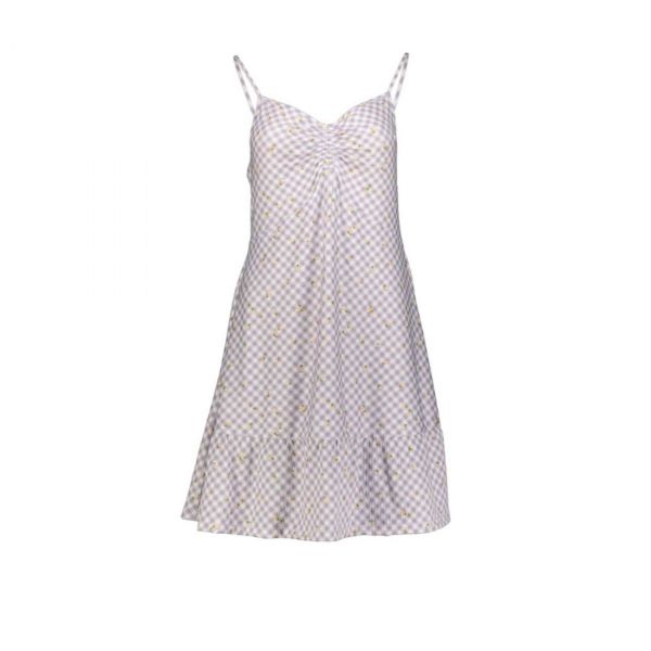 GINGHAM PRINT MINI STRAPPY DRESS