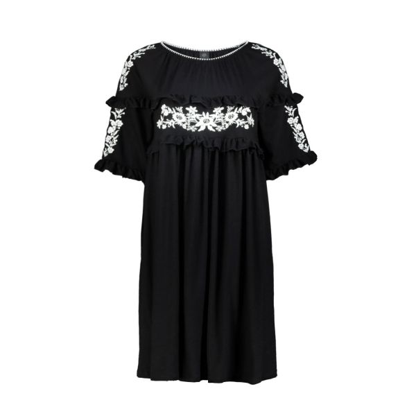 MINI FRILL DETAILING EMBROIDERED DRESS