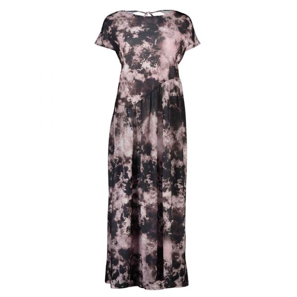 TIE DYE PRINT ASYMMETRICAL TIERED MAXI DRESS