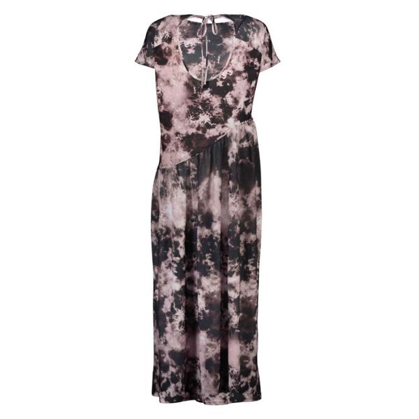 TIE DYE PRINT ASYMMETRICAL TIERED MAXI DRESS
