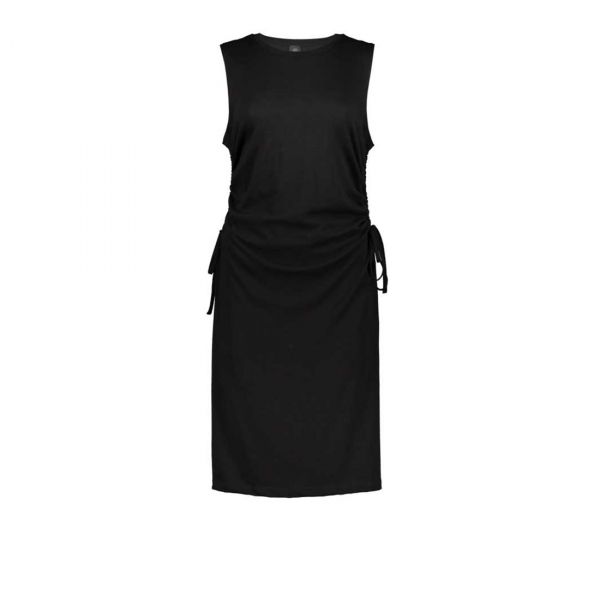 BLACK RUCHED SIDE MIDI TUNIC