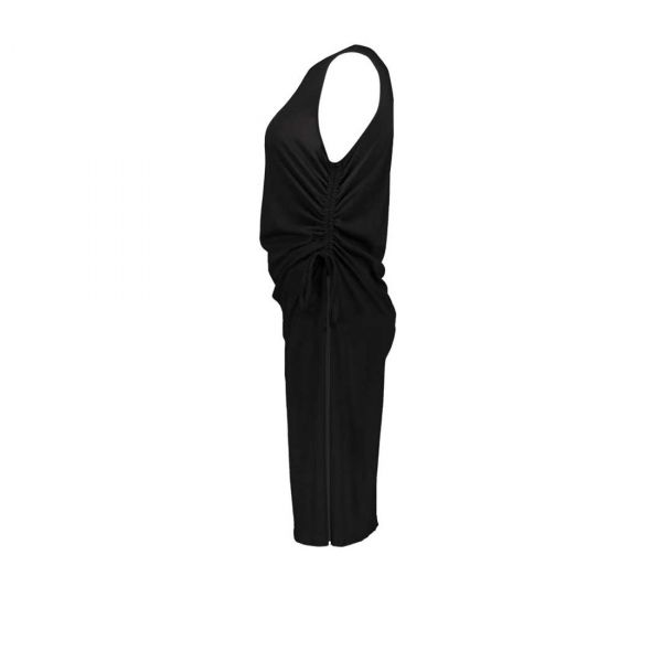 BLACK RUCHED SIDE MIDI TUNIC