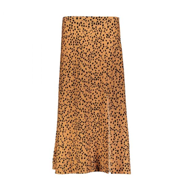 ANIMAL PRINT SLIT MIDI SKIRT