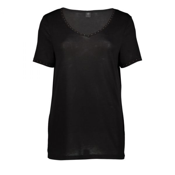 SHORTSLEEVE V-NECK TOP WITH STUDS