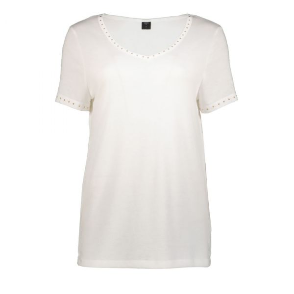 SHORTSLEEVE V-NECK TOP WITH STUDS