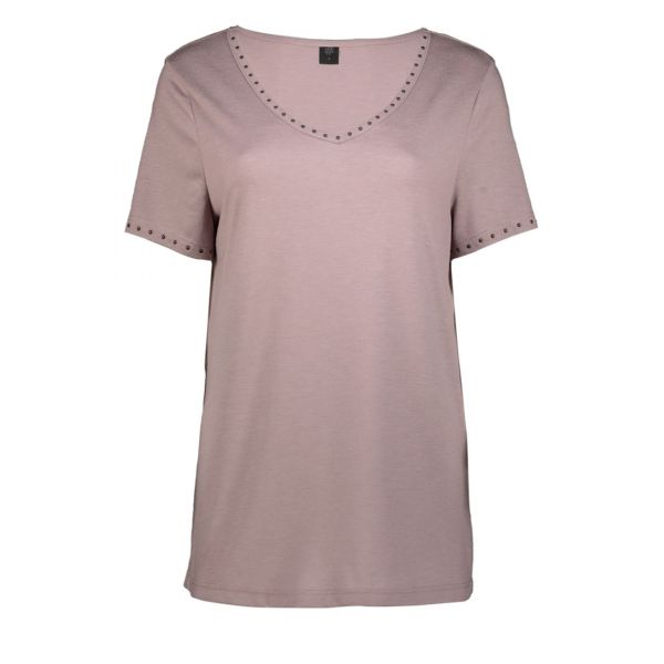 SHORTSLEEVE V-NECK TOP WITH STUDS