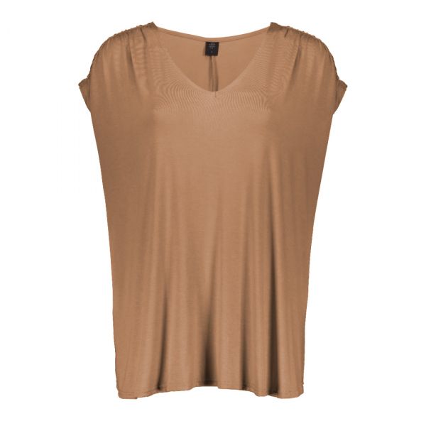 RUCHED SHOULDER V NECK TANK TOP