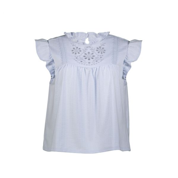 CUT-OUT EMBROIDERY BLOUSE WITH FRILL SLEEVE
