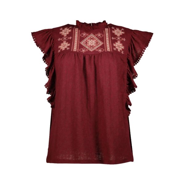 EMBROIDERED  FRILL BLOUSE