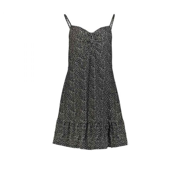 BLACK DITSY MINI STRAPPY DRESS