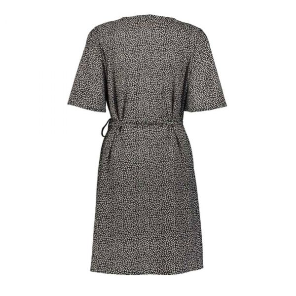 BLACK DISTY MINI WRAP DRESS