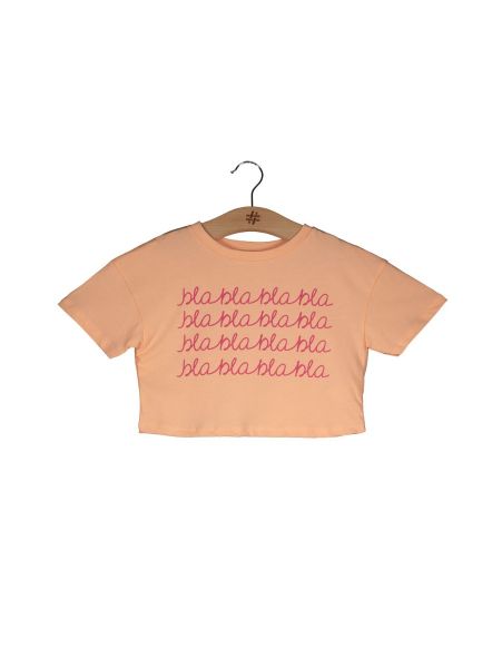 CREW NECK PRINTED TEE IN PEACH