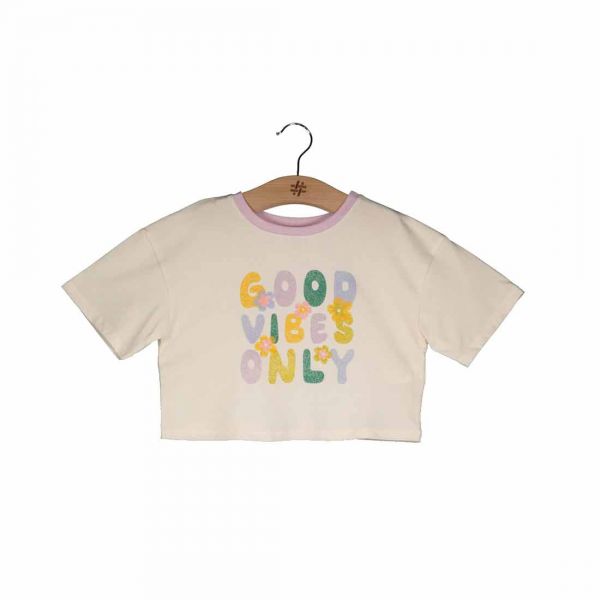 CREW NECK GOOD VIBES ONLY PRINTED TEE
